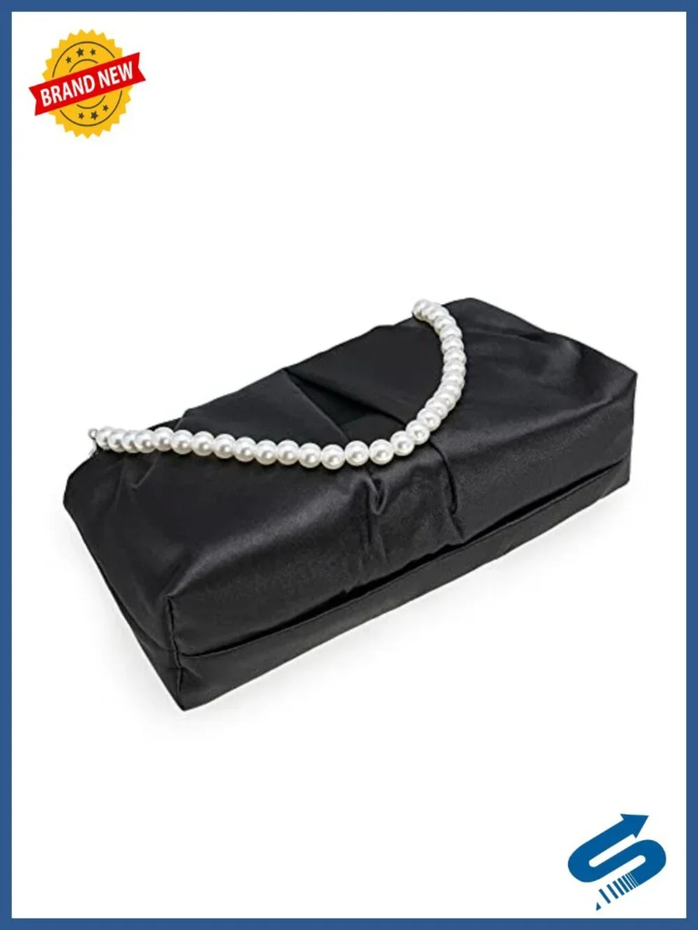 Elegant Satin Pleated Evening Clutch Bag Removable Chain Strap Party